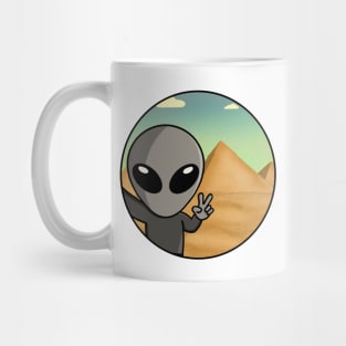 Gray Space Alien Pyramid Selfie Mug